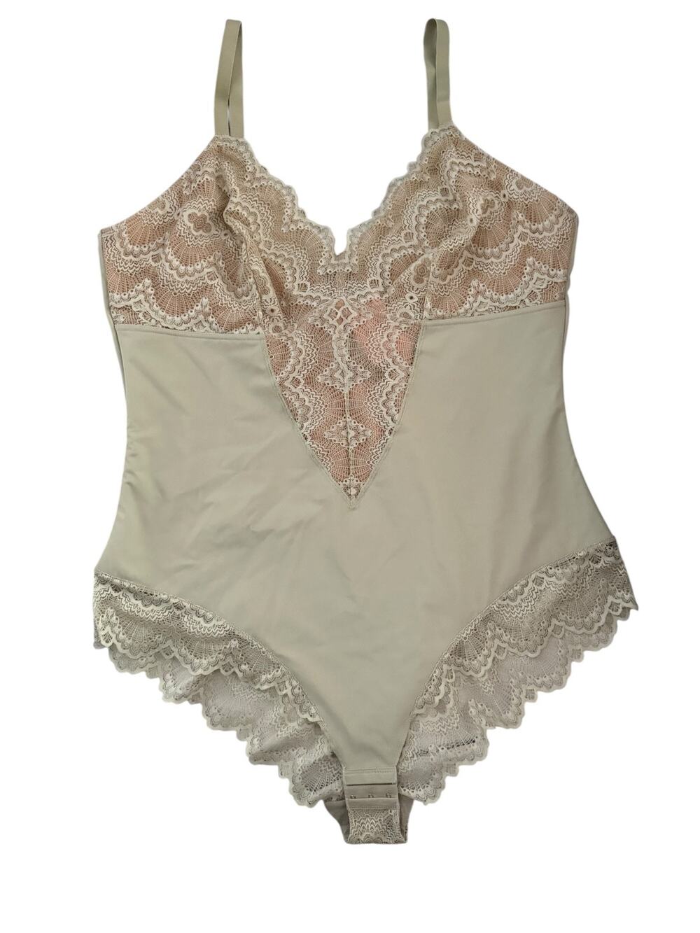 Pinsy Sculpting Lace Shapesuit Bodysuit Women’s 3X Beige Ivory Flattering NEW